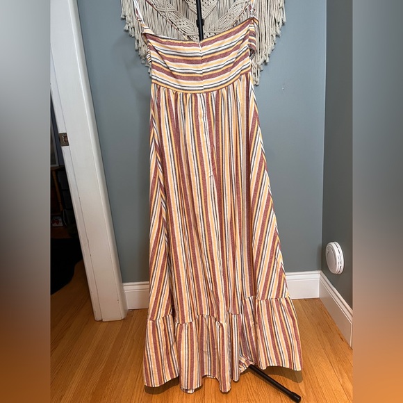 Two piece tub top dress with straps floor length small red and yellow and orange - Picture 5 of 7